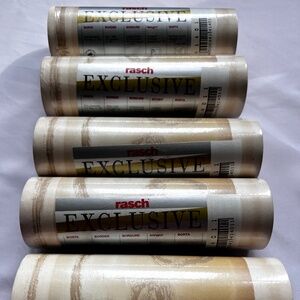 Lot of 5 Rasch Exclusive Wallpaper Border Rolls Beige Gold Brushstroke Pattern